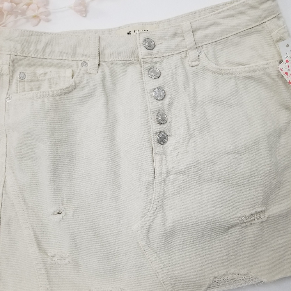 Free People White Denim Mini Skirt - Picture 4 of 6
